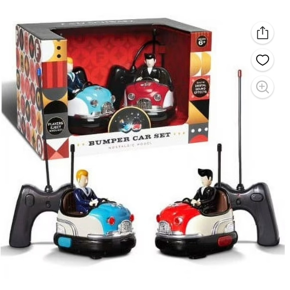 FAO Schwarz Bumper Car Set Remote Control Vehicles Retro Red Blue 11316 NEW‎